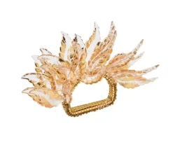 Gilded Leaves Napkin Ring in Gold, Set of 4