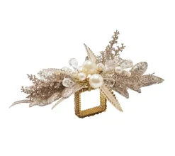 Gilded Spray Napkin Ring in Gold & Silver, Set of 4