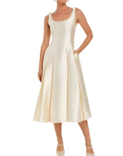 Gillian Pearl Midi Dress in Ivory