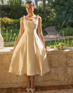 Gillian Pearl Midi Dress in Ivory