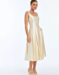 Gillian Pearl Midi Dress in Ivory