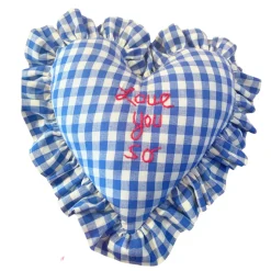 Gingham Love You So Heart Ruffle Pillow