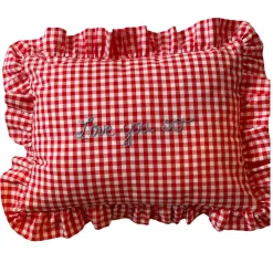 Gingham Love You So Rectangle Ruffle Pillow