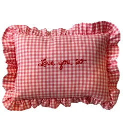 Gingham Rectangle Ruffle Pillow