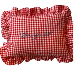 Gingham Rectangle Ruffle Pillow