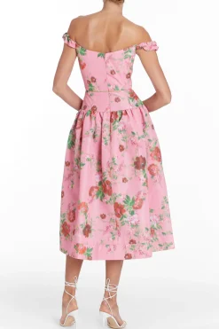 Giorgia Pink Floral Ikat Midi Dress