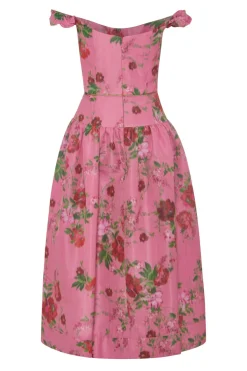 Giorgia Pink Floral Ikat Midi Dress
