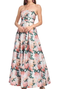 Giovanna Gown in Peach Peonies