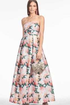 Giovanna Gown in Peach Peonies