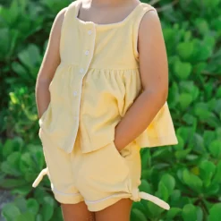 Girls Banana French Terry Tie Knot Shorts