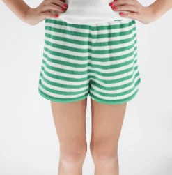 Girls Bermuda Green Stripe French Terry Short