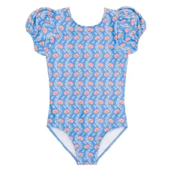 Girl’s Blue Primrose Puff Sleeve One Piece