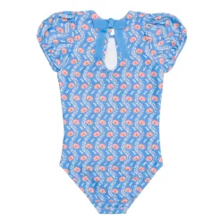 Girl’s Blue Primrose Puff Sleeve One Piece