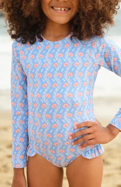 Girl’s Blue Primrose Rashguard One Piece