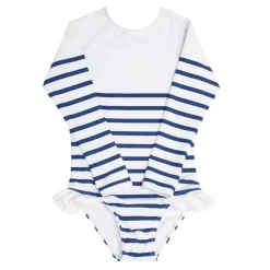 Girls Breton Stripe Rashguard One Piece