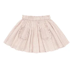 Girls Brown Gingham Skirt