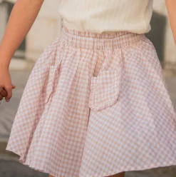 Girls Brown Gingham Skirt