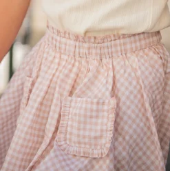 Girls Brown Gingham Skirt