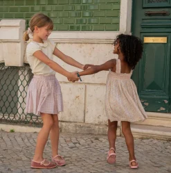 Girls Brown Gingham Skirt