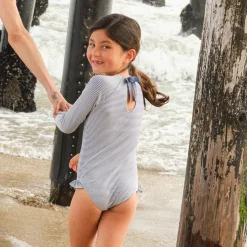Girl’s Harbor Stripe Rashguard One Piece