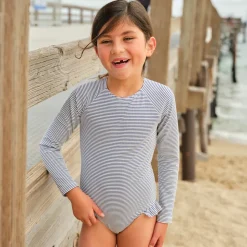 Girl’s Harbor Stripe Rashguard One Piece