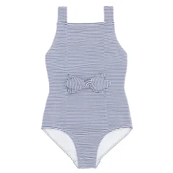 Girl’s Harbor Stripe Tie-Front One Piece