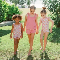 Girls Island Blossom Ruffle Tank And Short Set