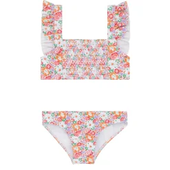 Girls Island Blossom Smocked Ruffle Strap Bikini