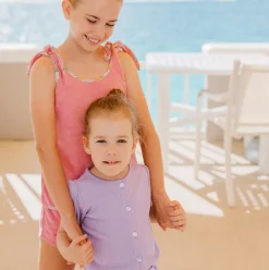 Girls Lavender Breeze Puff Sleeve Shirt