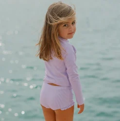Girls Lavender Stripe Rashguard Set