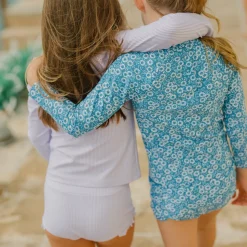 Girls Lavender Stripe Rashguard Set