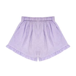 Girls Lavender Stripe Ruffle Shorts