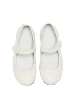 Girls Leather Mary Jane Shoes in Ivory