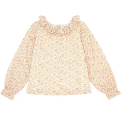 Girls Marigold Floral Long Sleeve Collared Blouse