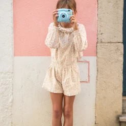 Girls Marigold Floral Long Sleeve Collared Blouse