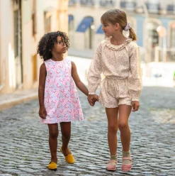 Girls Marigold Floral Long Sleeve Collared Blouse