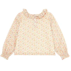 Girls Marigold Floral Long Sleeve Collared Blouse