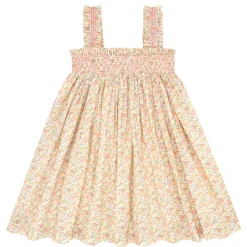 Girls Marigold Floral Ruffle Strap Smocked Dress