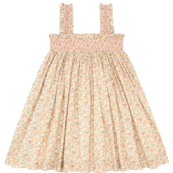 Girls Marigold Floral Ruffle Strap Smocked Dress