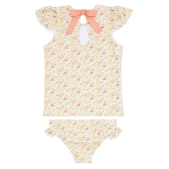 Girls Marigold Floral Short Sleeve Cup Sleeve Rashguard Set