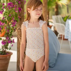 Girls Marigold Floral Smocked One Piece