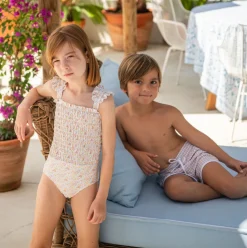 Girls Marigold Floral Smocked One Piece