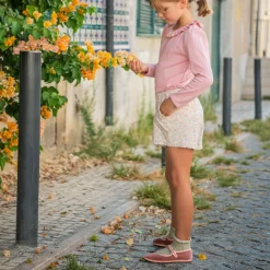 Girls Misty Rose Pointelle Long Sleeve Blouse