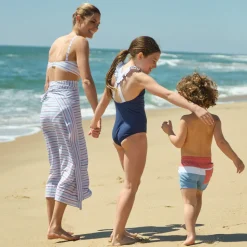 Girls Navy & White V-Neck Crossover One Piece