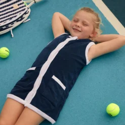 Girls Navy French Terry Dress