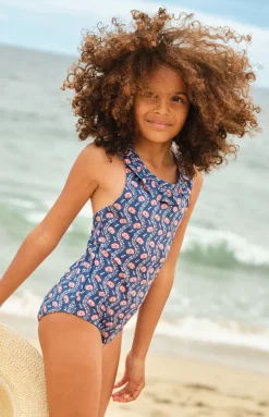 Girl’s Navy Primrose Ruffle Collar One Piece