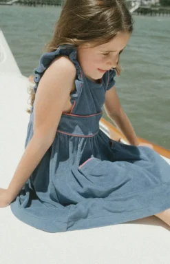Girl’s Newport Navy French Terry Pinafore Dress