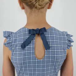 Girl’s Newport Navy Gingham Cap Sleeve Rashguard One Piece