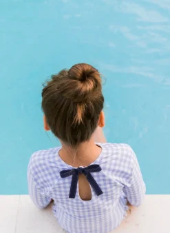 Girl's Oasis Blue Gingham Rashguard One Piece