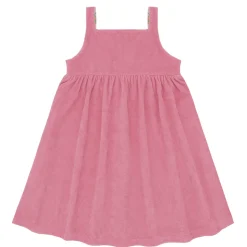 Girls Pink Sands French Terry Square Neck Button Up Dress